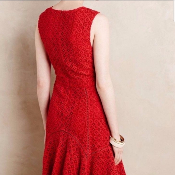 San & Sony by Anthropologie romantic red dress - Picture 2 of 7